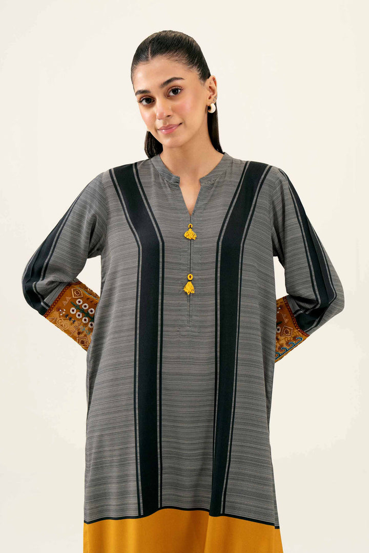 Linen Pinted Embroidered Grey Winter Shirt