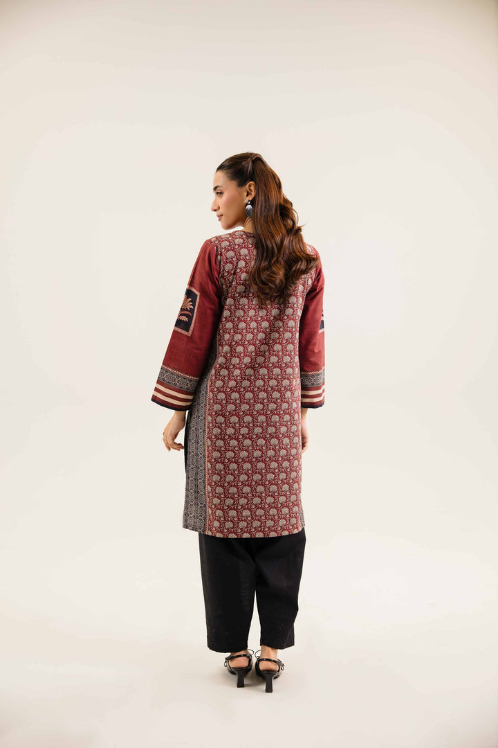 Maroon Khaddar Printed Winter Shirt