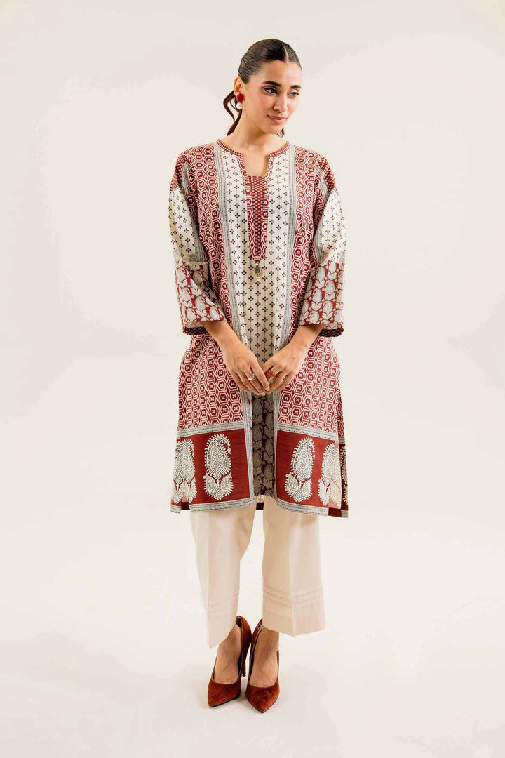 Printed Brick Khaddar Winter Shirt