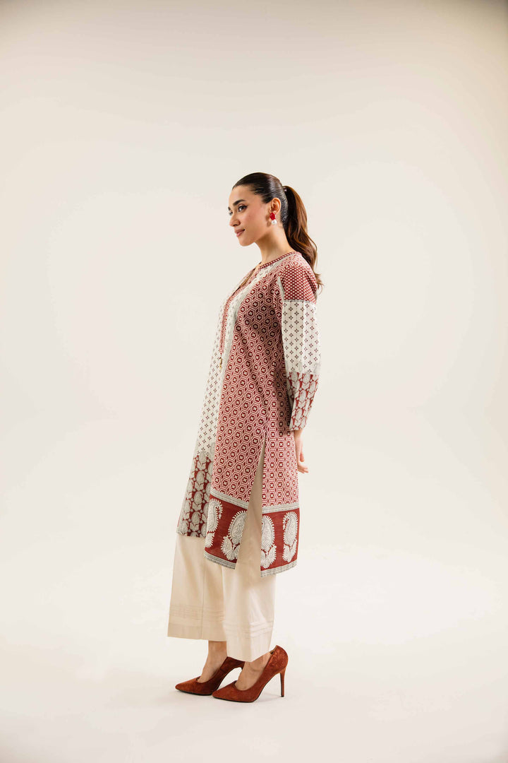 Printed Brick Khaddar Winter Shirt