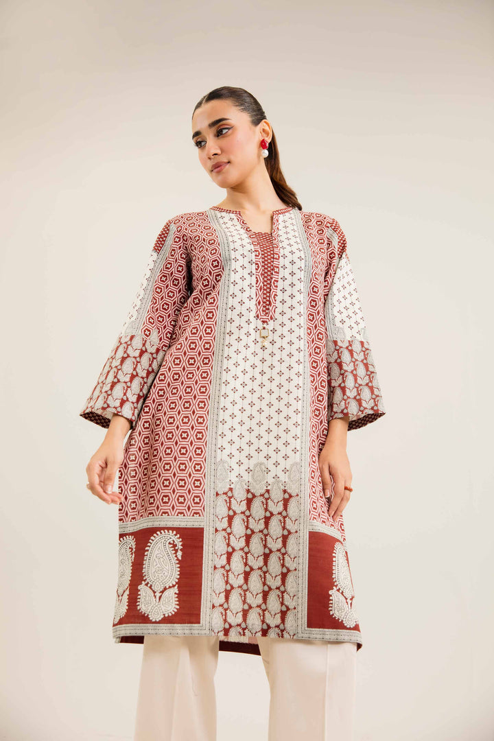 Printed Brick Khaddar Winter Shirt