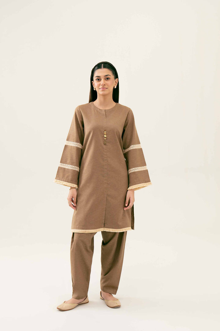 2 Piece Embroidered Olive Karandi Winter Suit