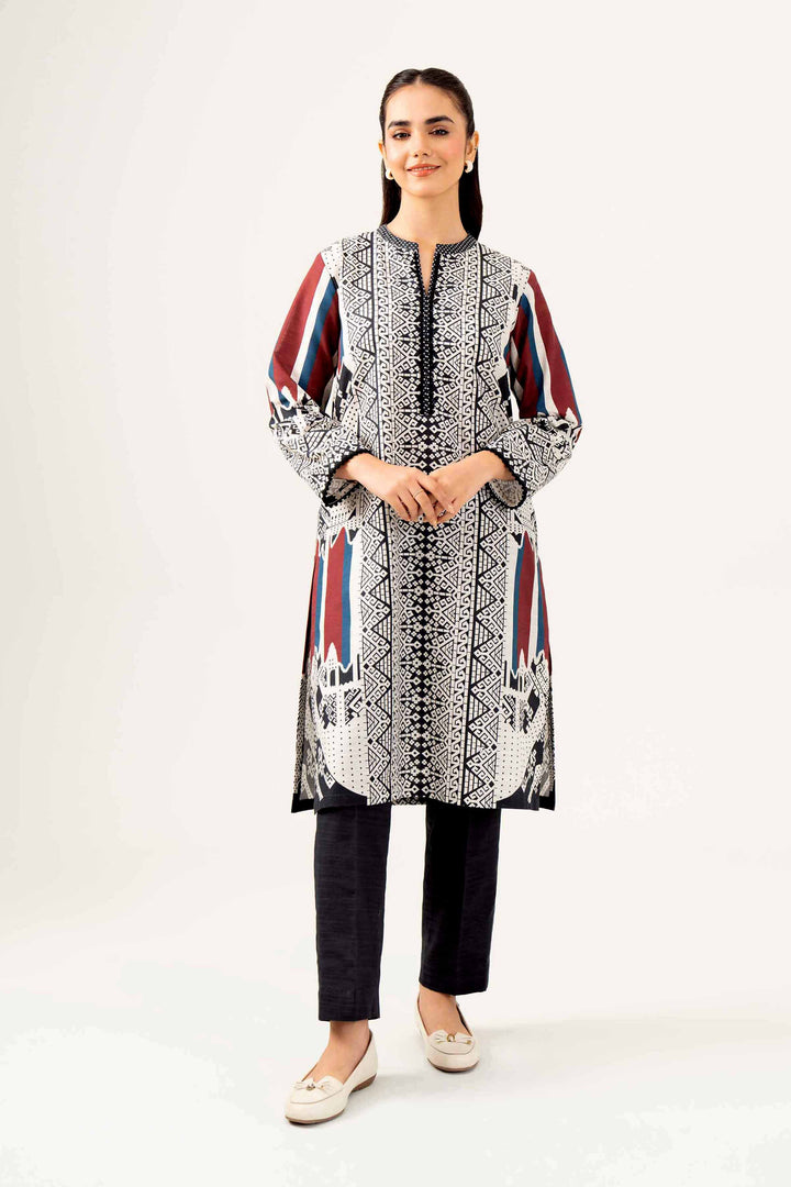 2 Piece Printed Black & White Khaddar Winter Suit