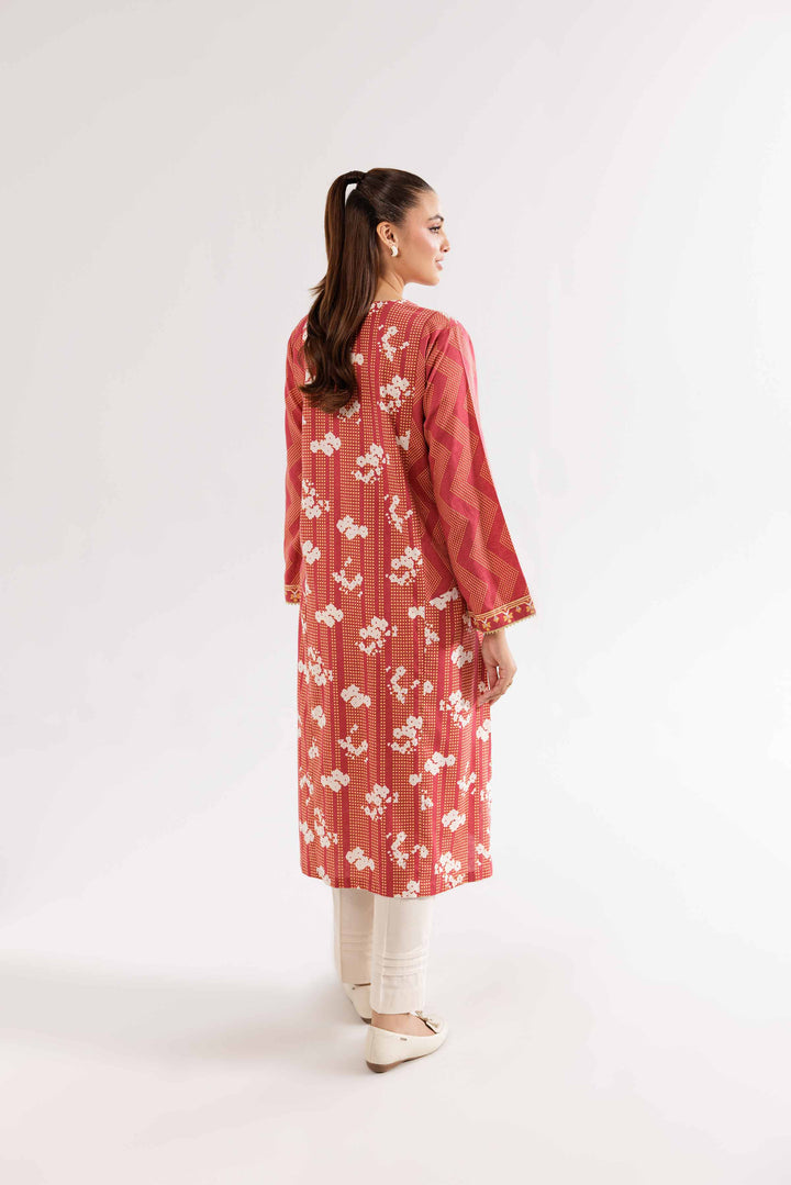 Karandi Grey Printed Embroidered Shirt