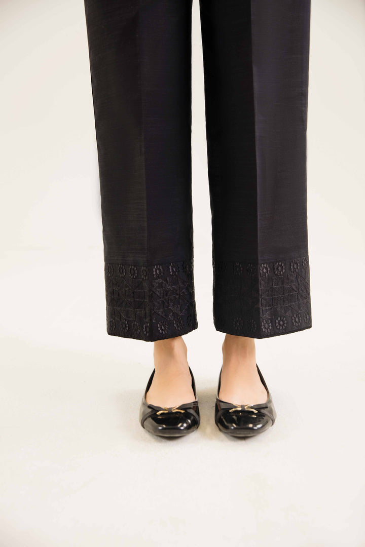 Black Khaddar Embroidered Winter Trousers