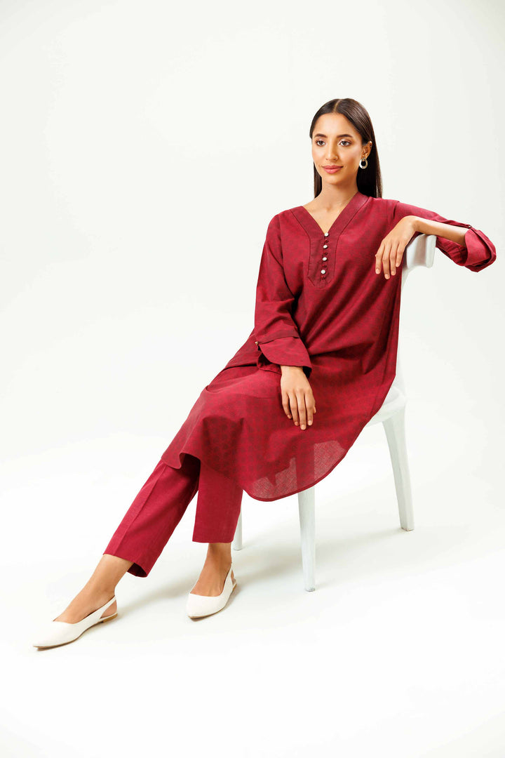 Jacquard Red Basic Winter Shirt