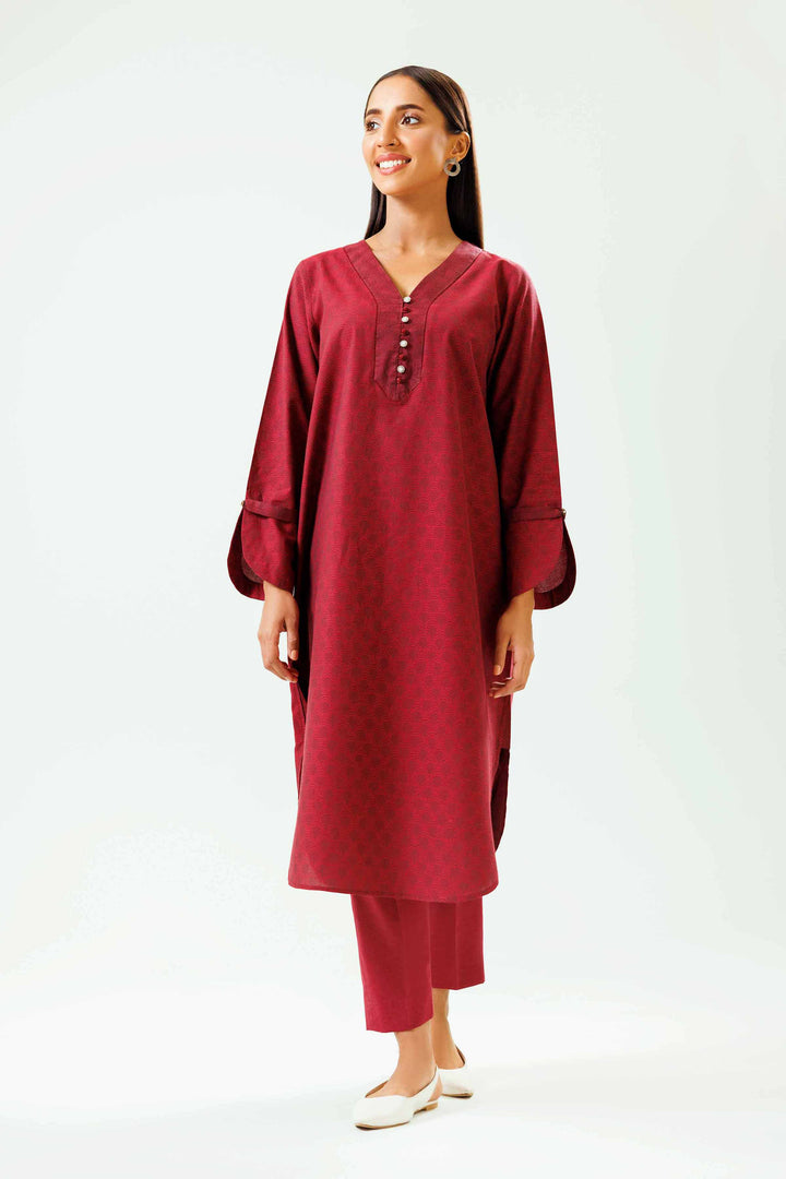 Jacquard Red Basic Winter Shirt