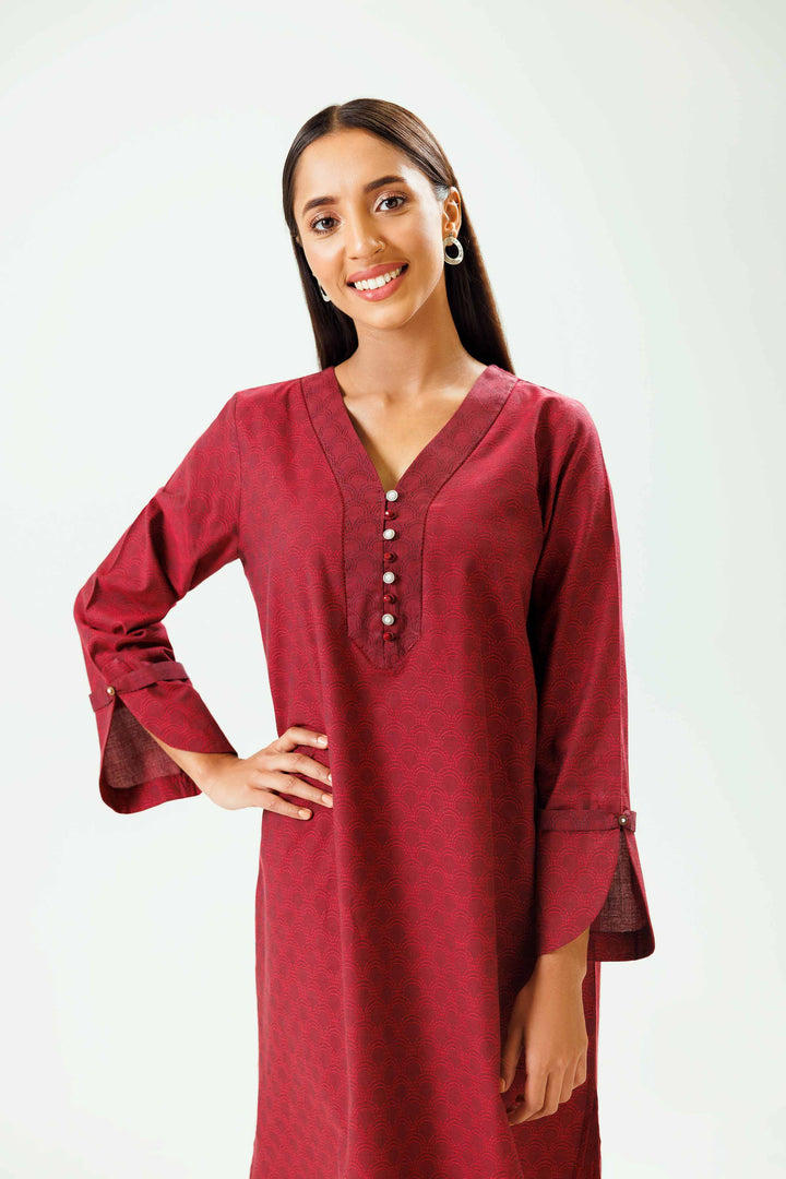 Jacquard Red Basic Winter Shirt