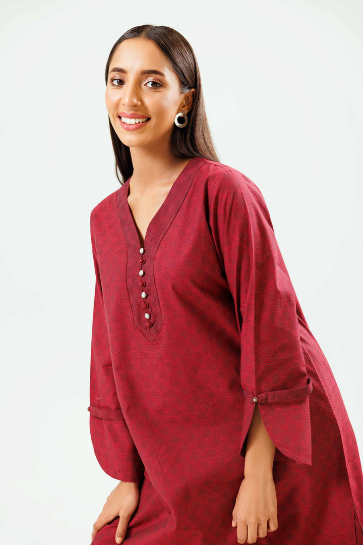 Jacquard Red Basic Winter Shirt