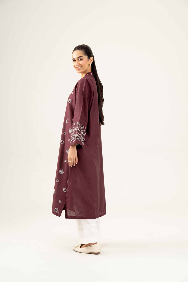 Maroon Karandi Embroidered Winter Shirt