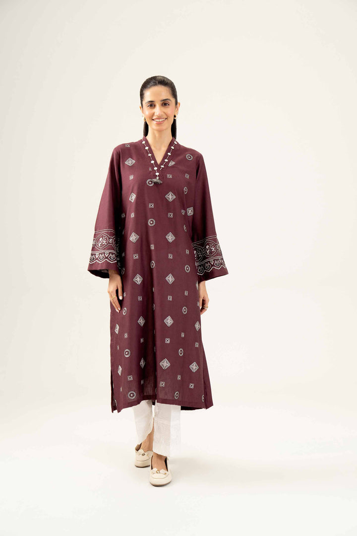 Maroon Karandi Embroidered Winter Shirt