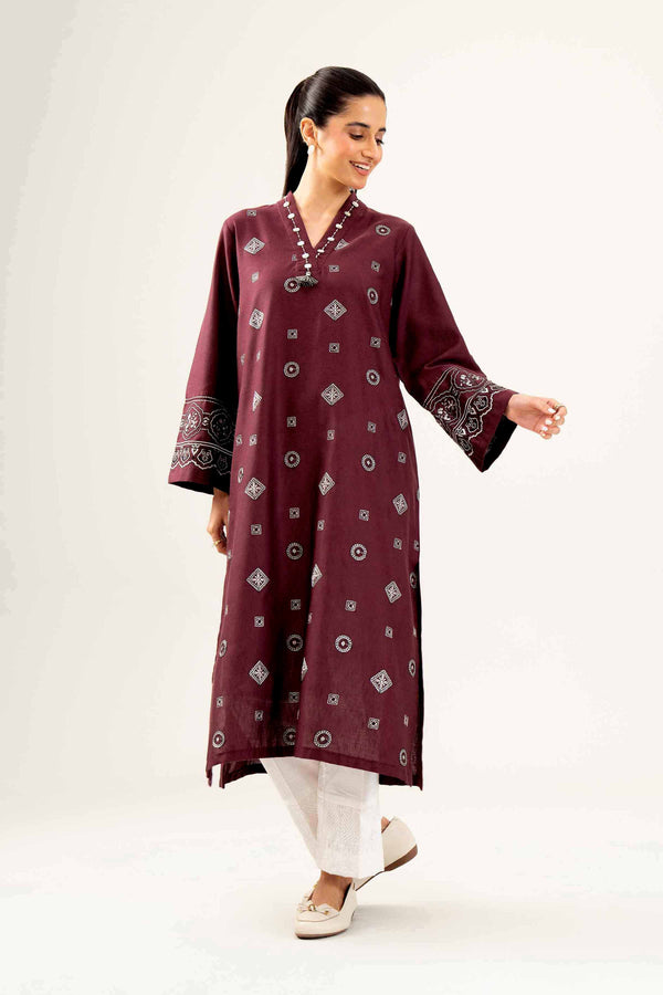 Maroon Karandi Embroidered Winter Shirt