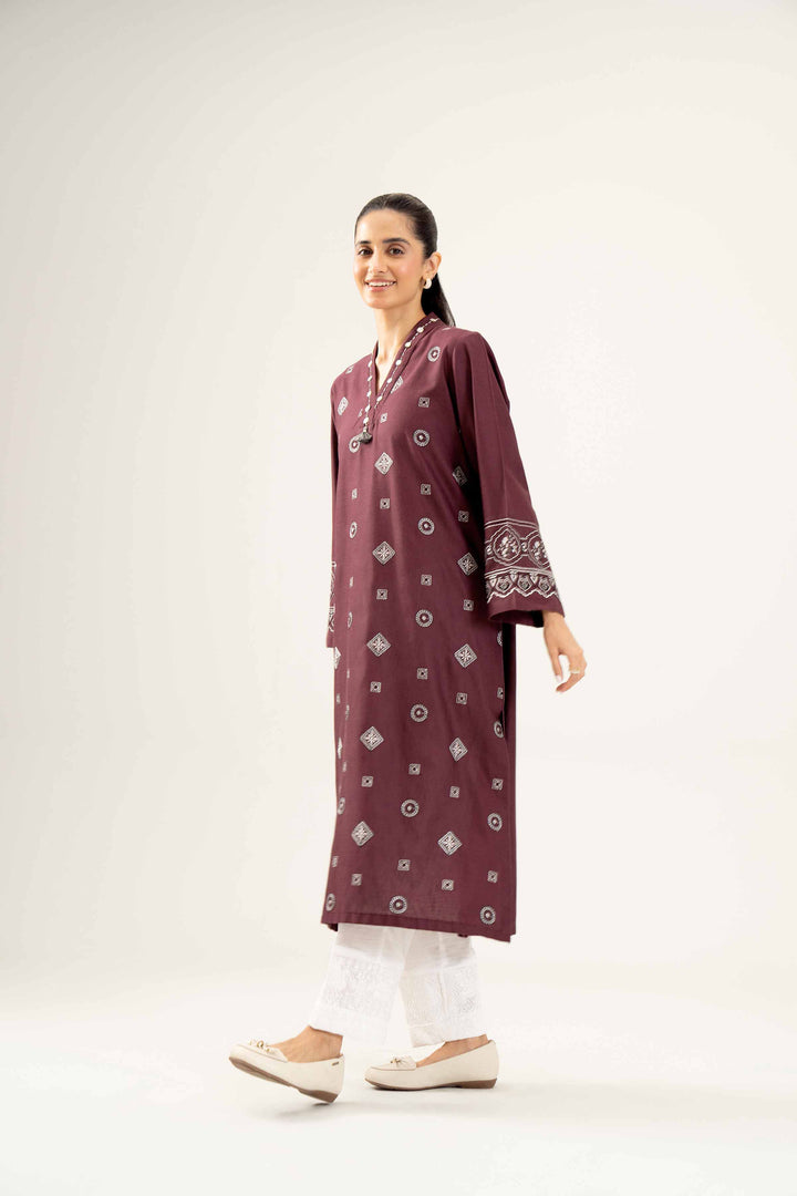 Maroon Karandi Embroidered Winter Shirt