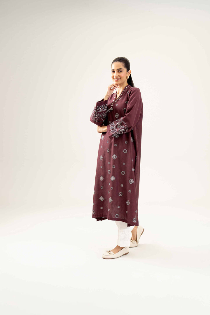 Maroon Karandi Embroidered Winter Shirt