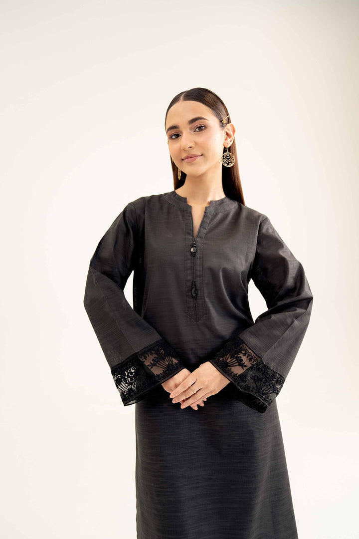 Black Khaddar Embroidered Winter Shirt