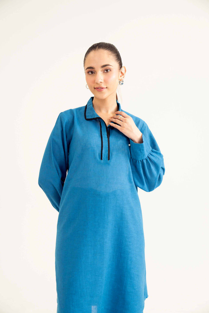 Yarn Dyed Blue Basic Co-ord Set