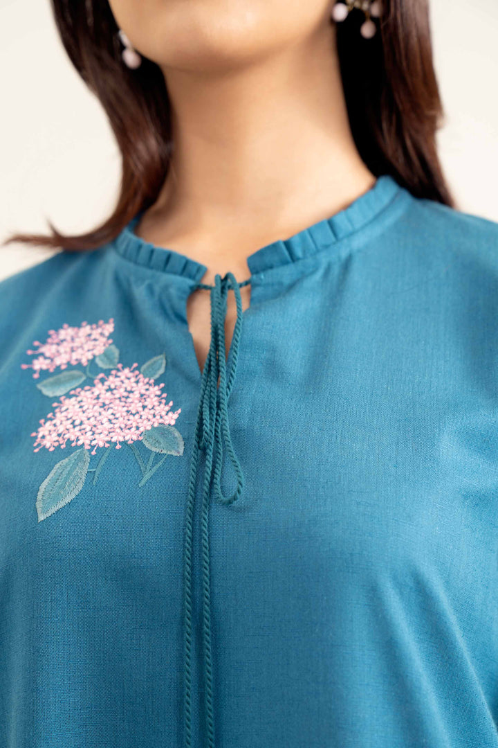 Teal Karandi Embroidered Winter Shirt