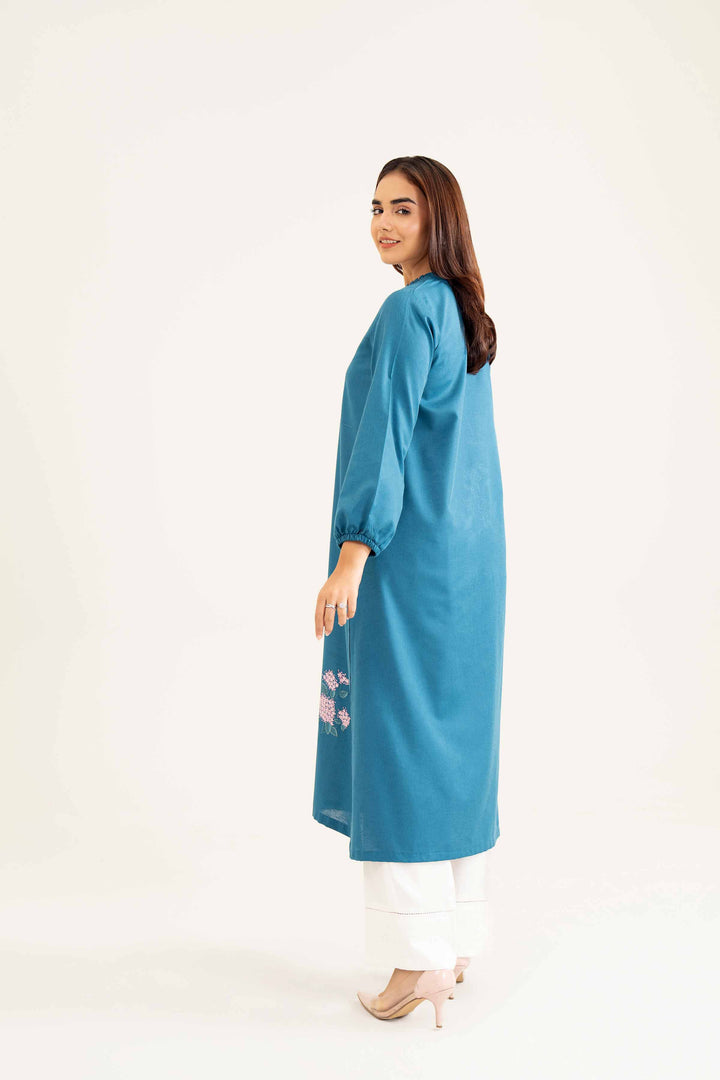 Teal Karandi Embroidered Winter Shirt