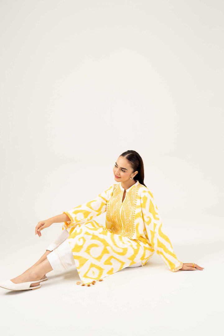 Printed Embroidered Yellow Karandi Winter Shirt