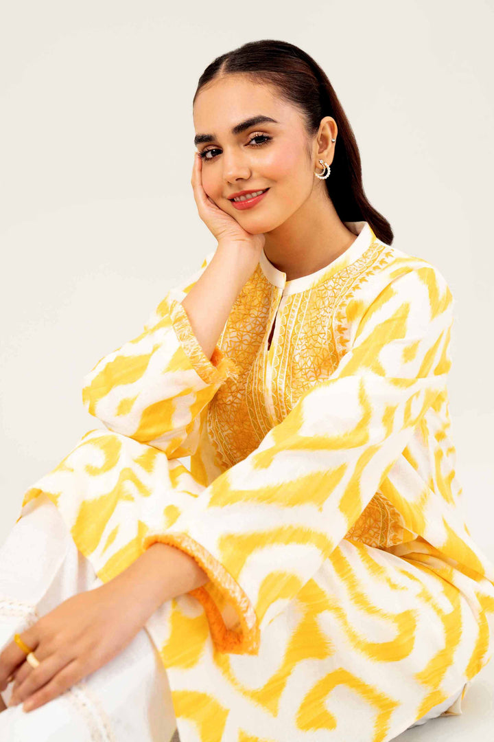 Printed Embroidered Yellow Karandi Winter Shirt