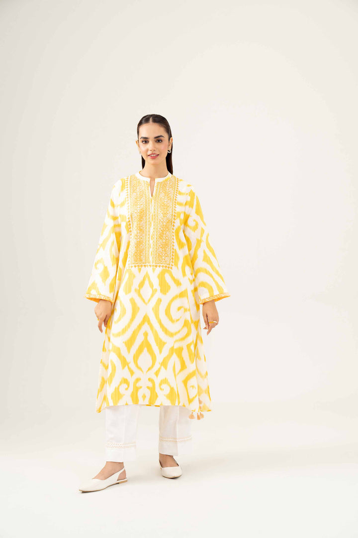 Printed Embroidered Yellow Karandi Winter Shirt