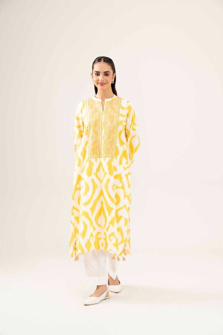 Printed Embroidered Yellow Karandi Winter Shirt