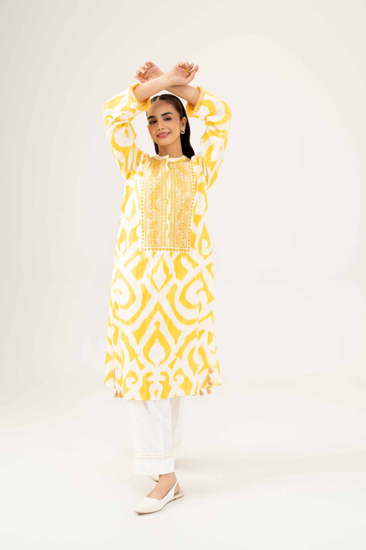 Printed Embroidered Yellow Karandi Winter Shirt