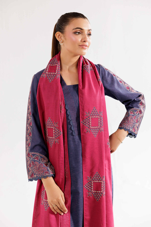 Embroidered Pink & Blue Karandi Suit 