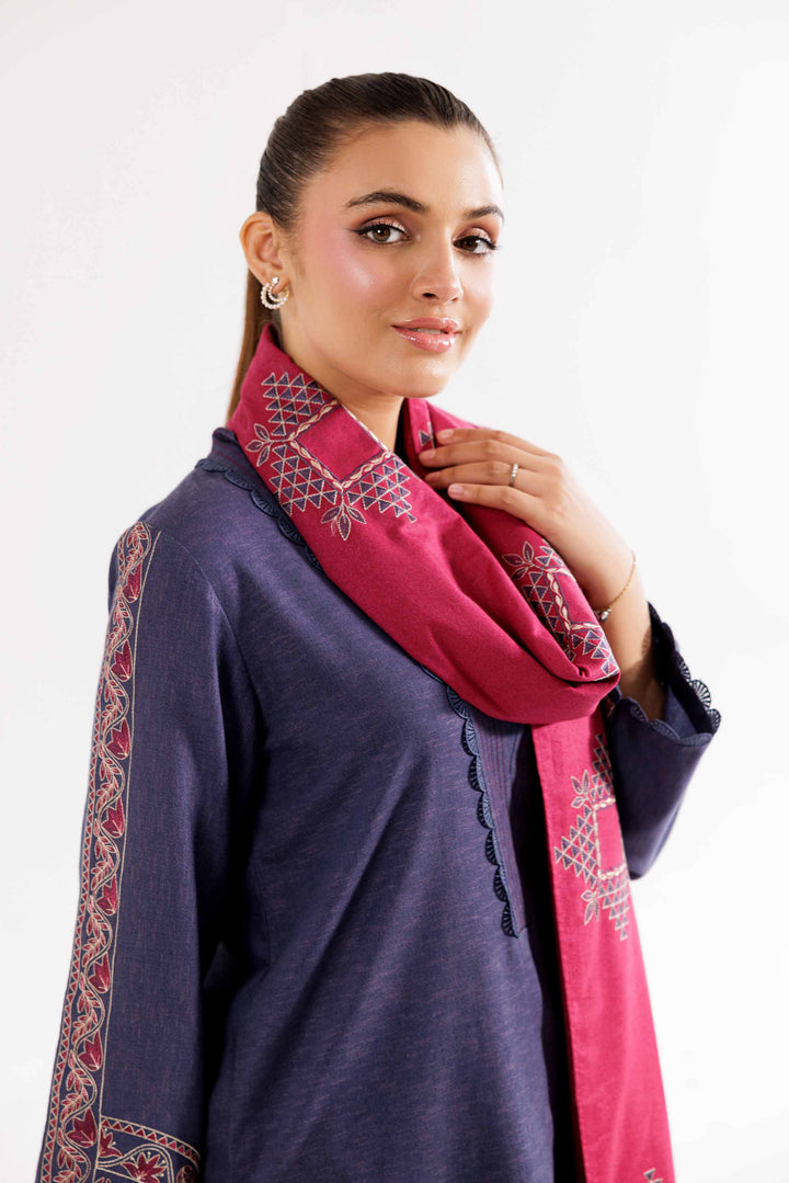 Embroidered Pink & Blue Karandi Suit 