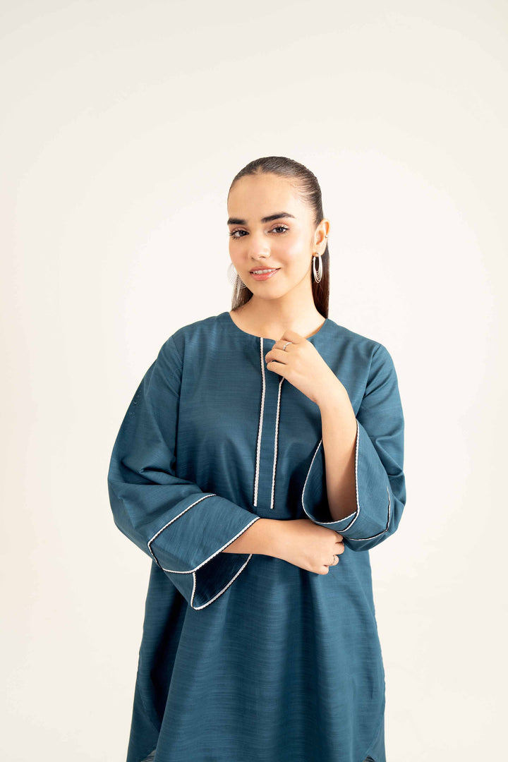 Blue Khaddar Basic Winter Shirt