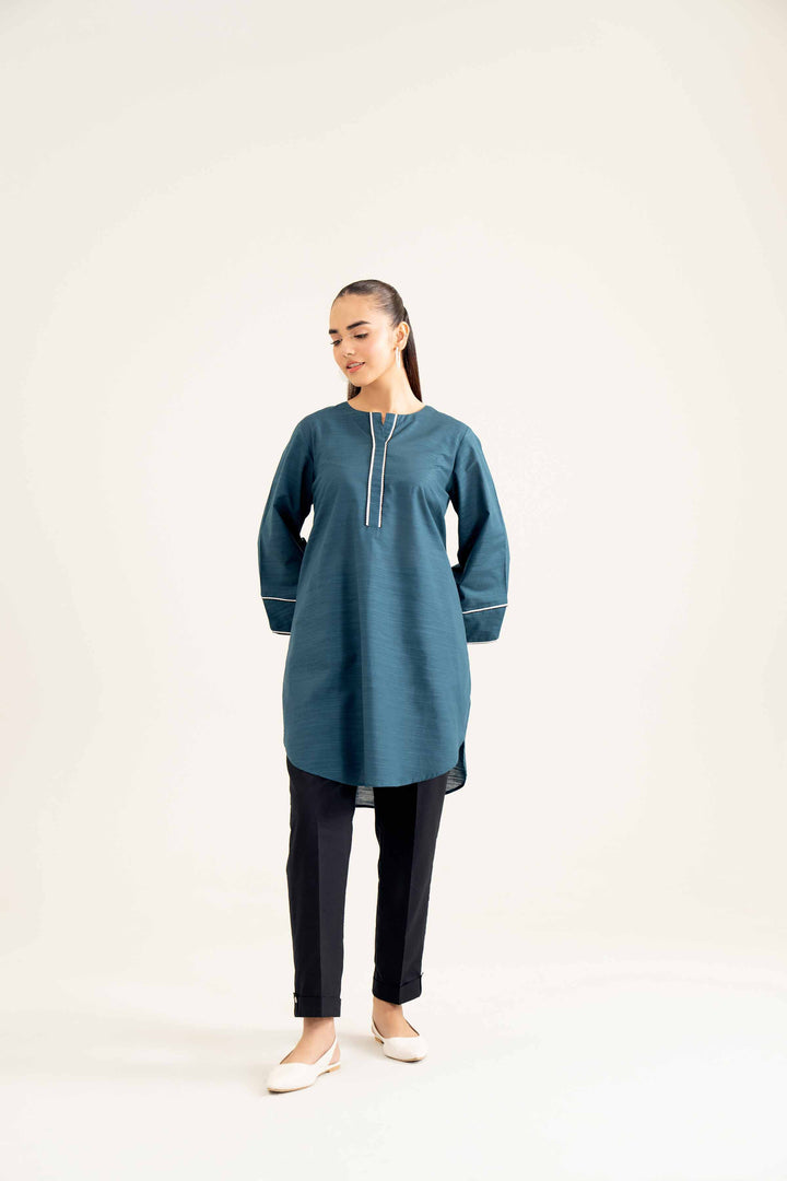 Blue Khaddar Basic Winter Shirt