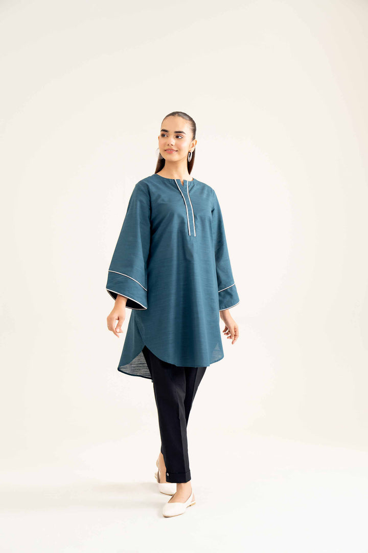 Blue Khaddar Basic Winter Shirt