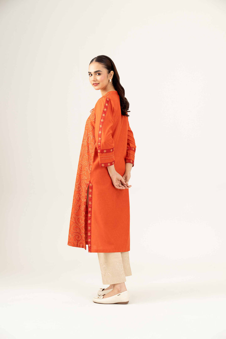 Orange Karandi Embroidered Winter Shirt