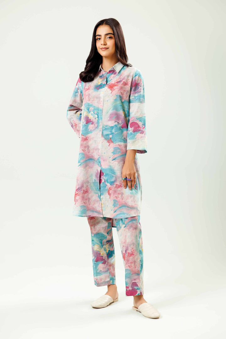 2 Piece Off White Printed Khaddar Winter Co-ord Set