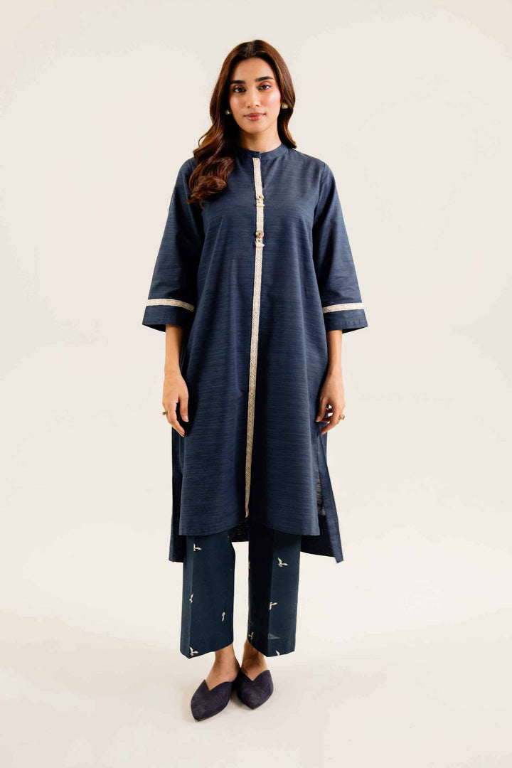 2 Piece Printed Navy Khaddar Winter Suit