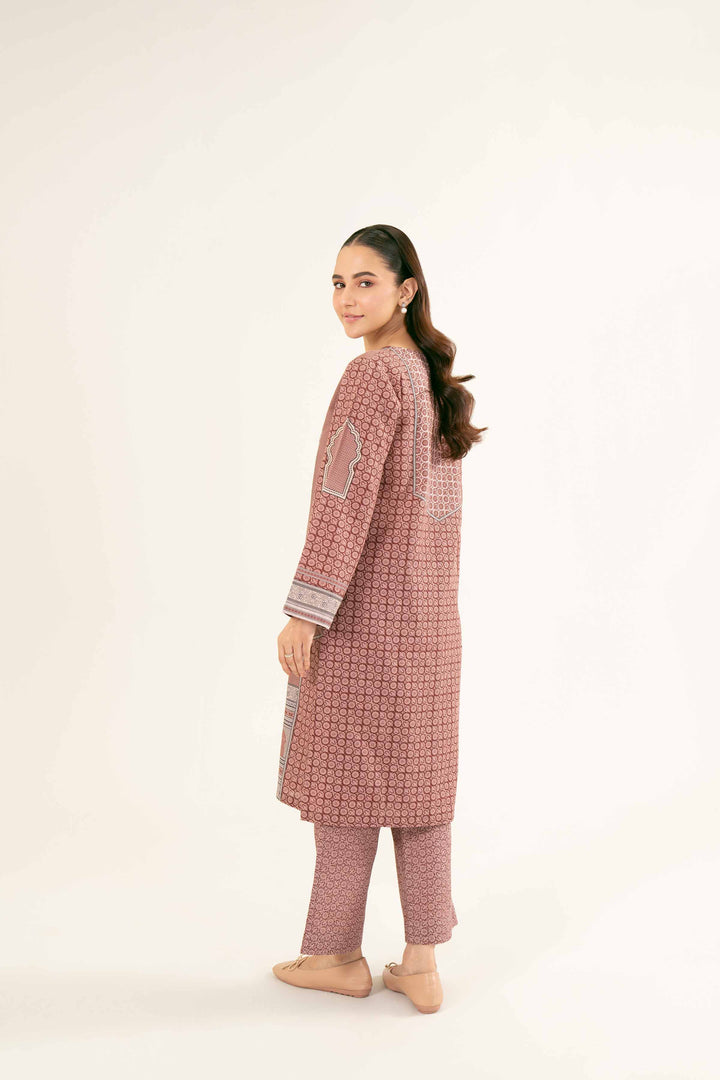 Printed Embroidered Maroon & Pink Khaddar Suit