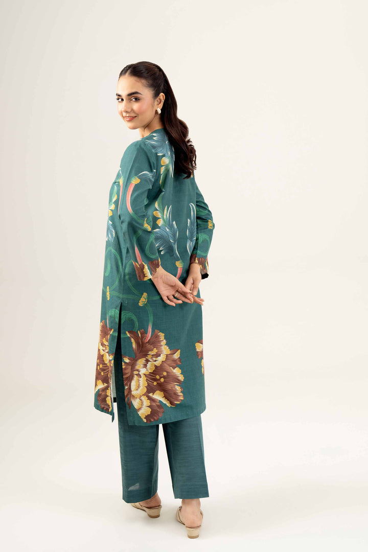 2 Piece Printed Green Winter Khaddar Suit