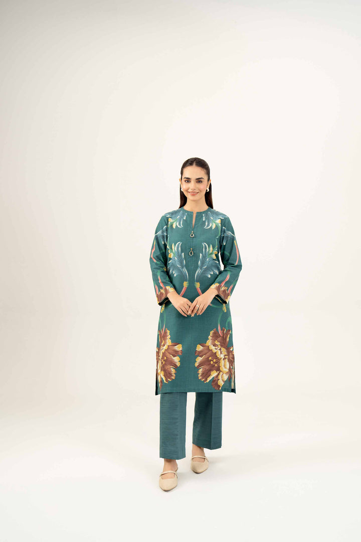 2 Piece Printed Green Winter Khaddar Suit