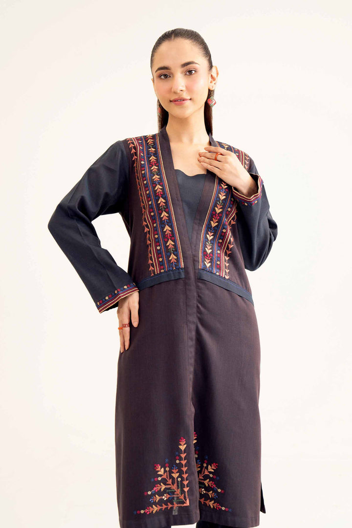 Yarn Dyed Navy Embroidered Winter Suit