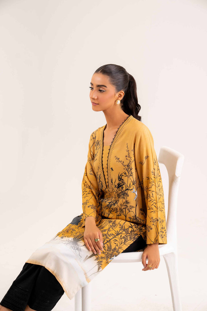 Linen Mustard Printed Shirt