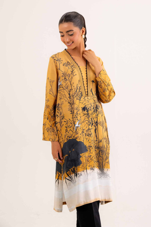 Linen Mustard Printed Shirt