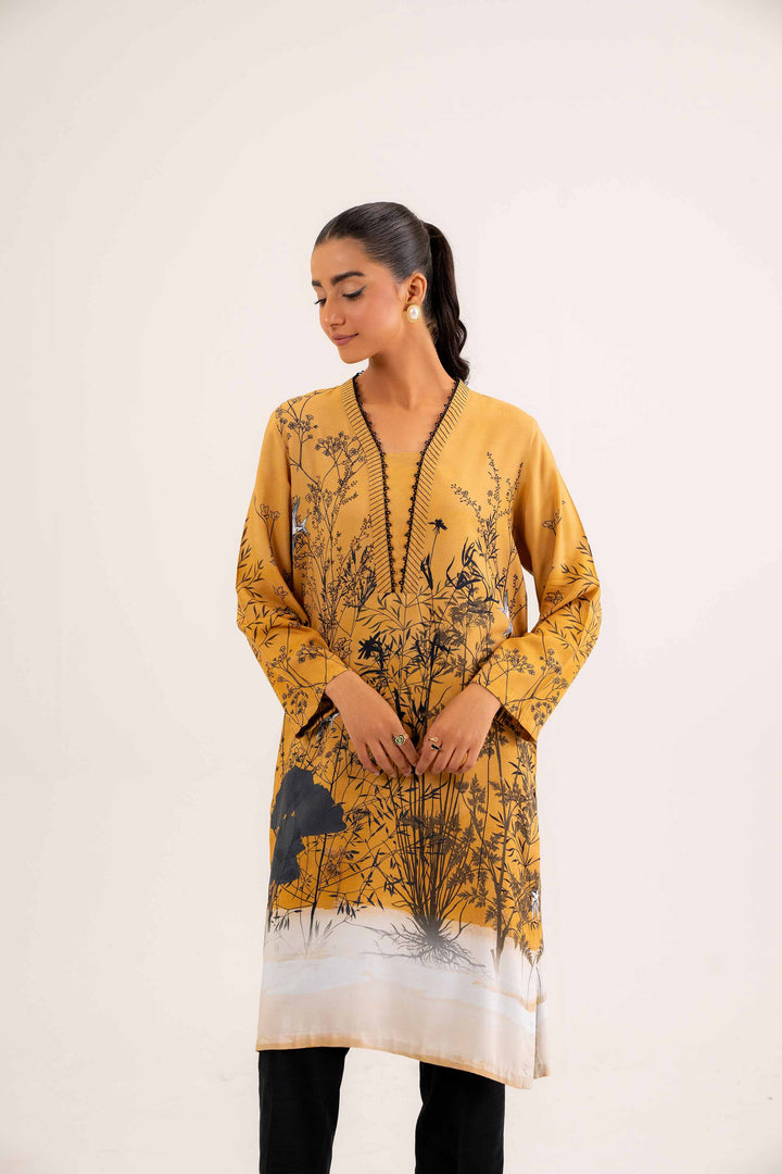 Linen Mustard Printed Shirt