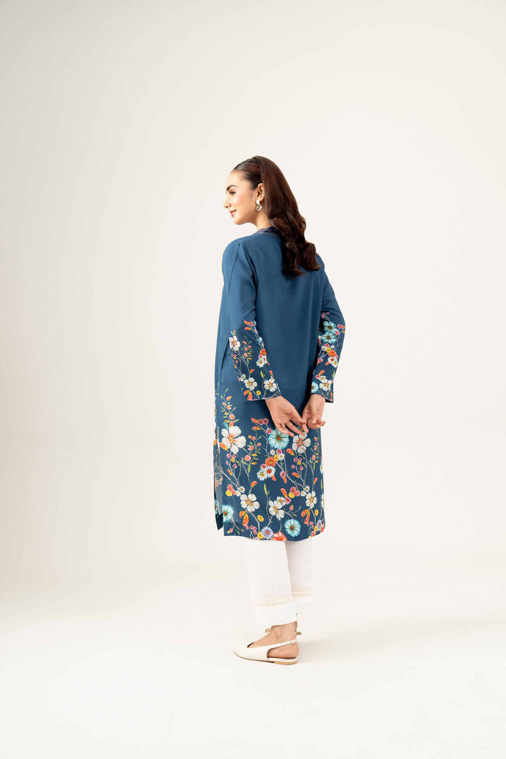 Navy Linen Printed Winter Tunic