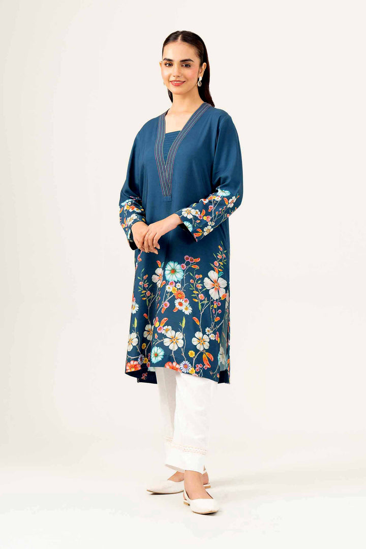 Navy Linen Printed Winter Tunic