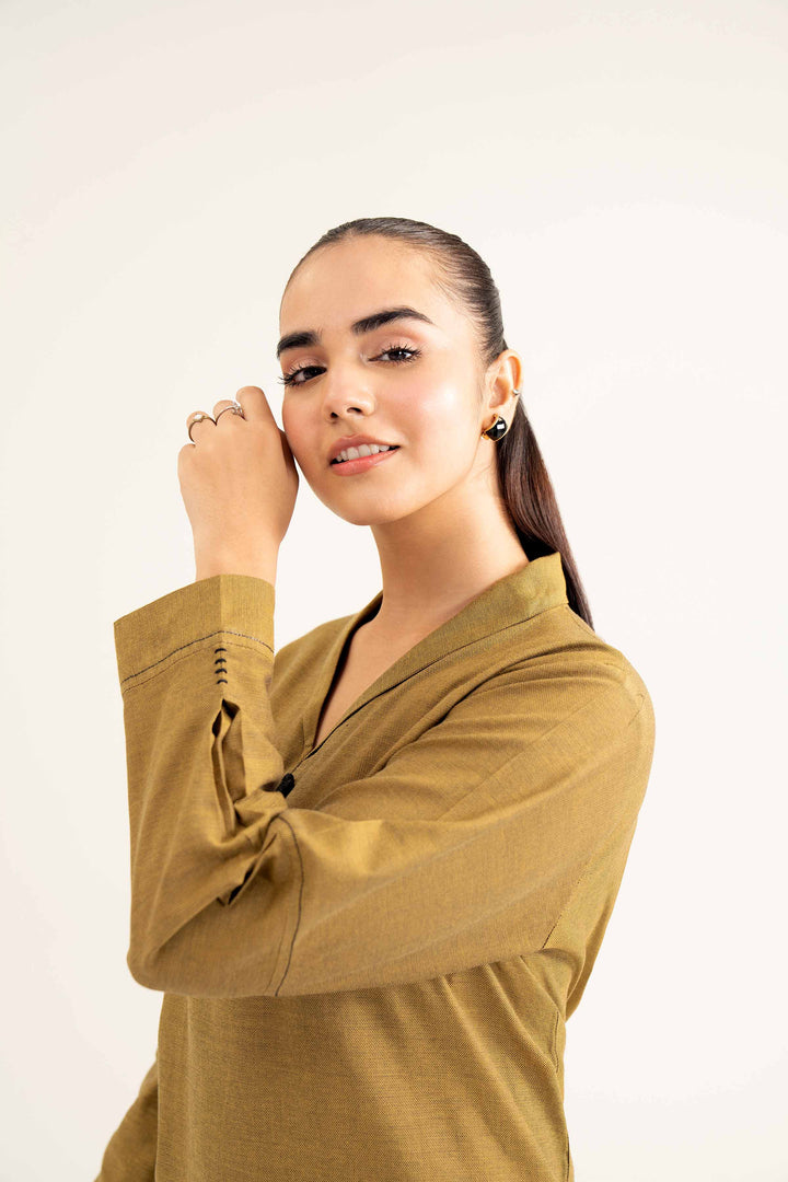 Yellow Yarn Dyed Basic Winter Shirt