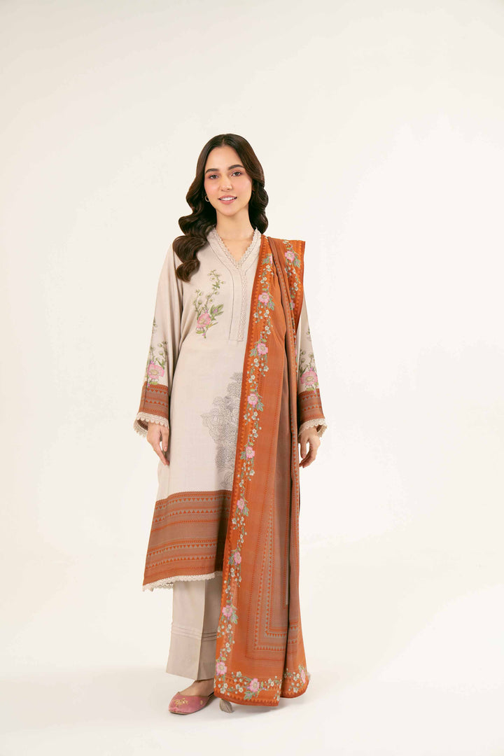 Printed Brown & Beige Linen Suit