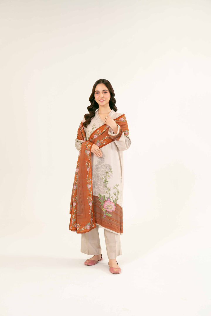 Printed Brown & Beige Linen Suit