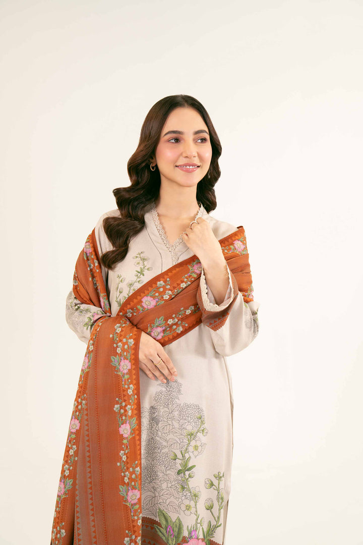 Printed Brown & Beige Linen Suit