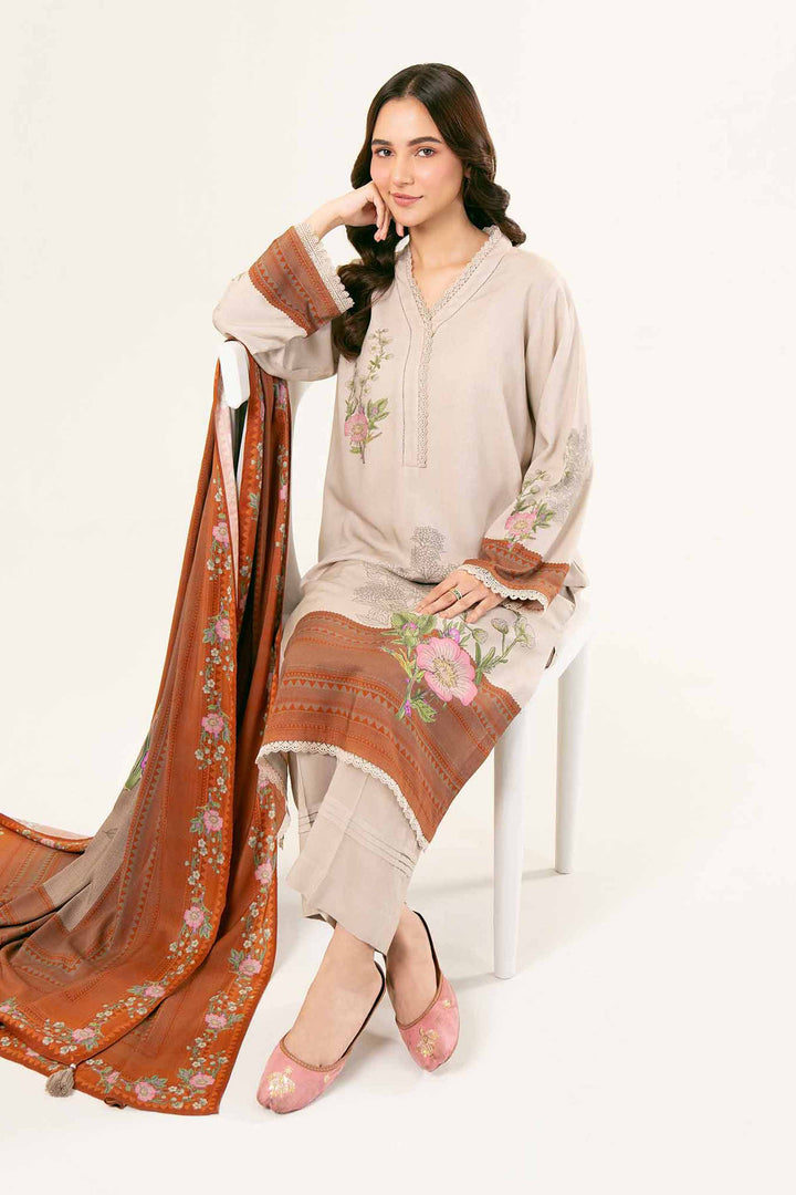 Printed Brown & Beige Linen Suit