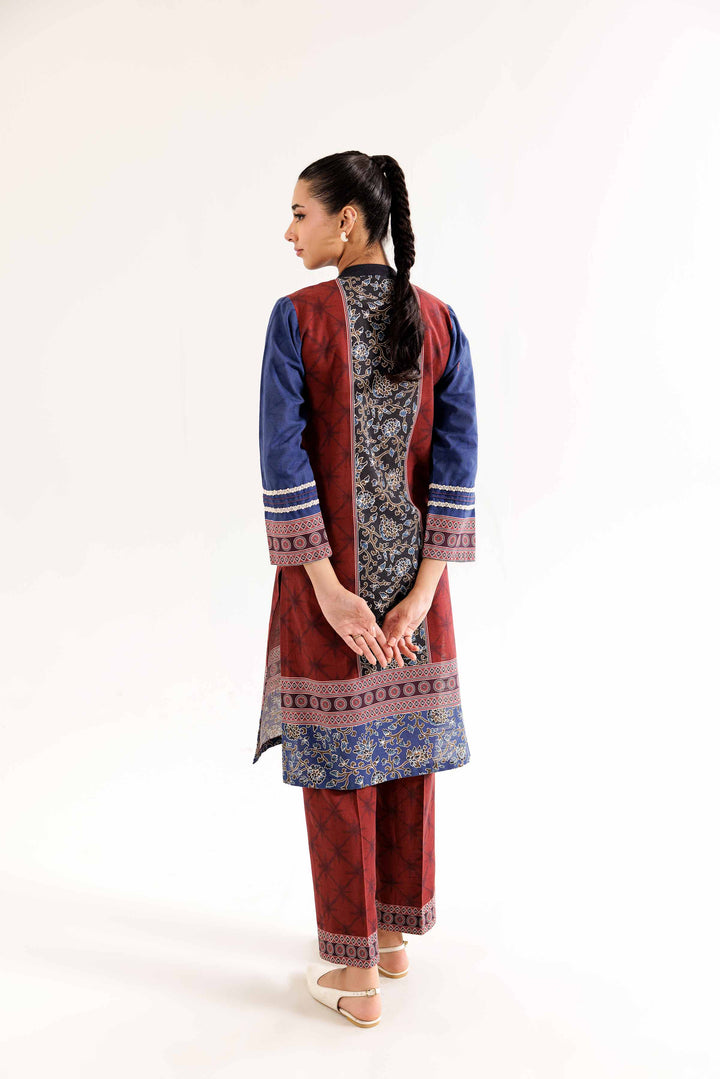 2 Piece Khaddar Maroon Printed Suit